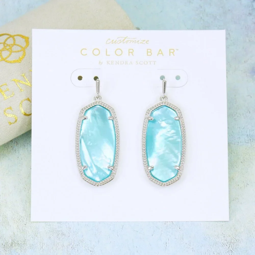 Kendra Scott Elle Aqua blue Illusion earrings Silver Tone - Picture 1 of 5